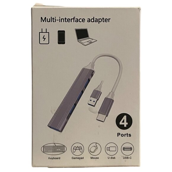 USB C To USB Hub Multi-Interface Adapter 4 Ports Bardimies Aluminum Compact Desi - Picture 1 of 10